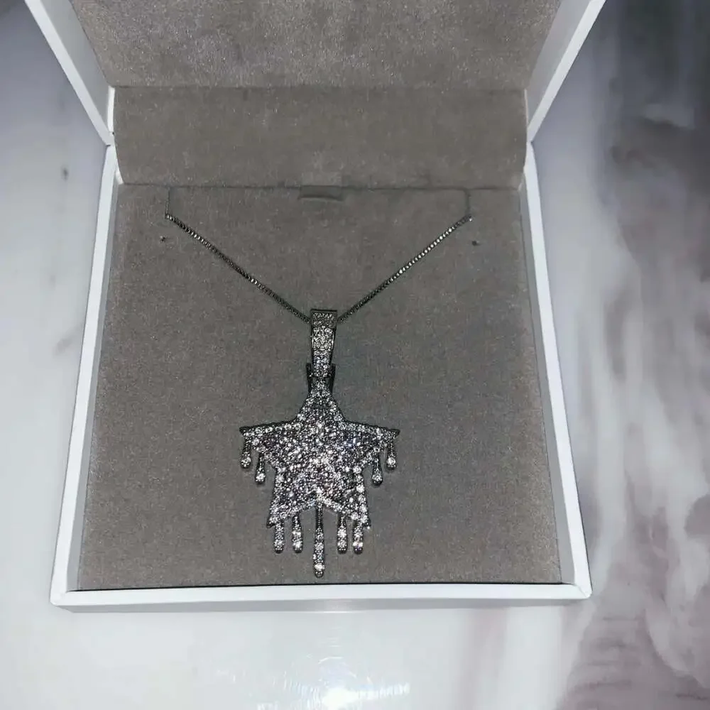 Silver Star Pendant Necklace With B 7 D 3